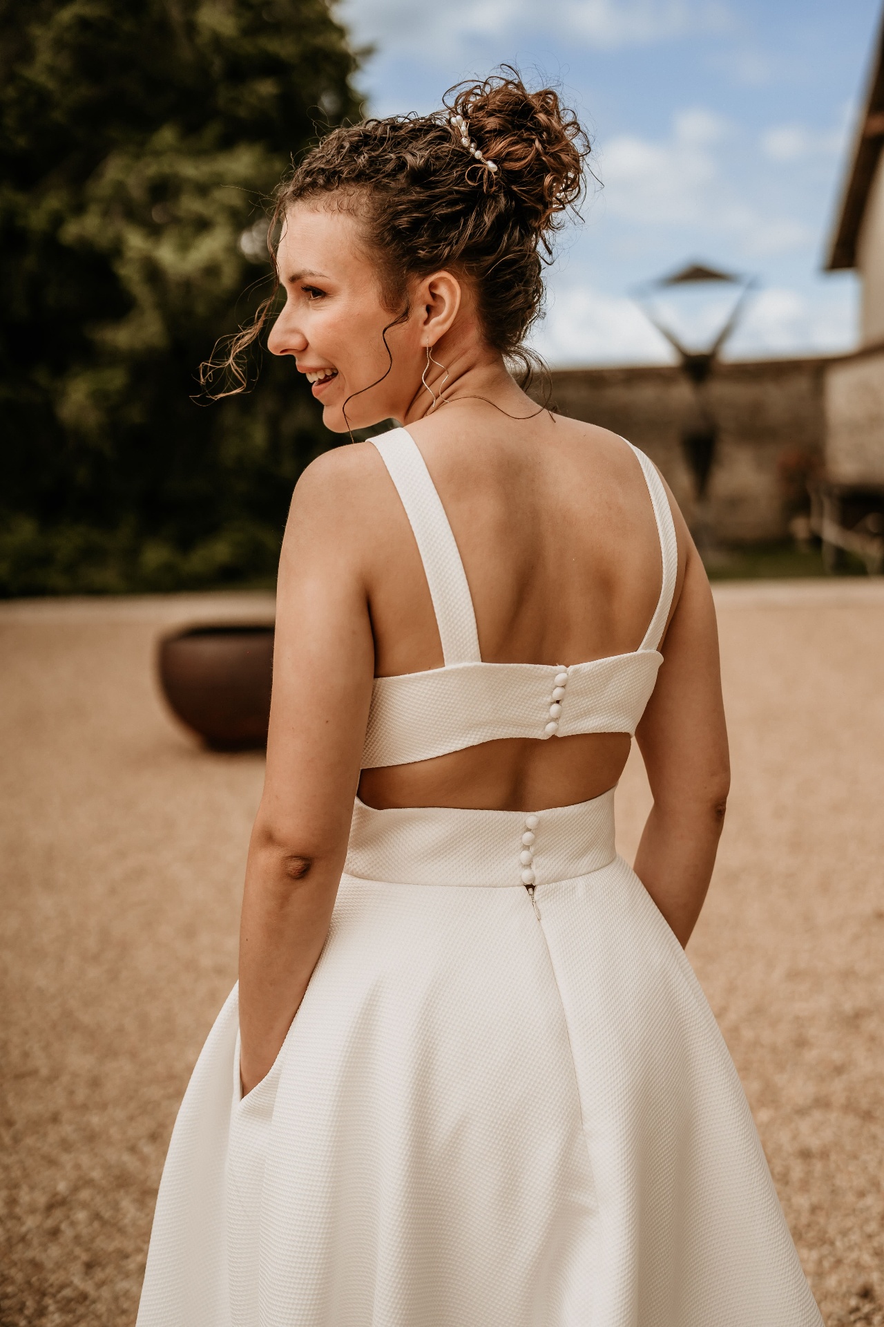 Chignon haut bouclé mariée — Creolisse